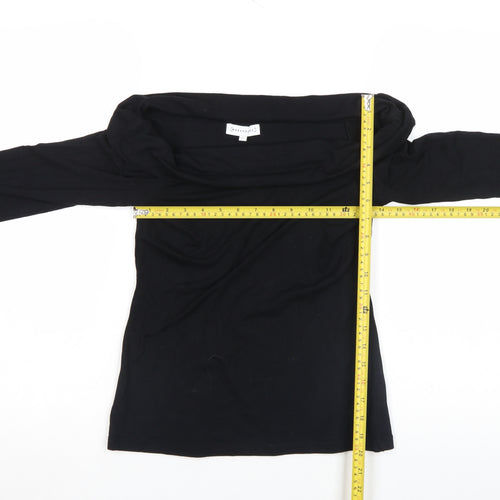 Warehouse Women’s Black Off Shoulder Long Sleeve Viscose Top Size 10