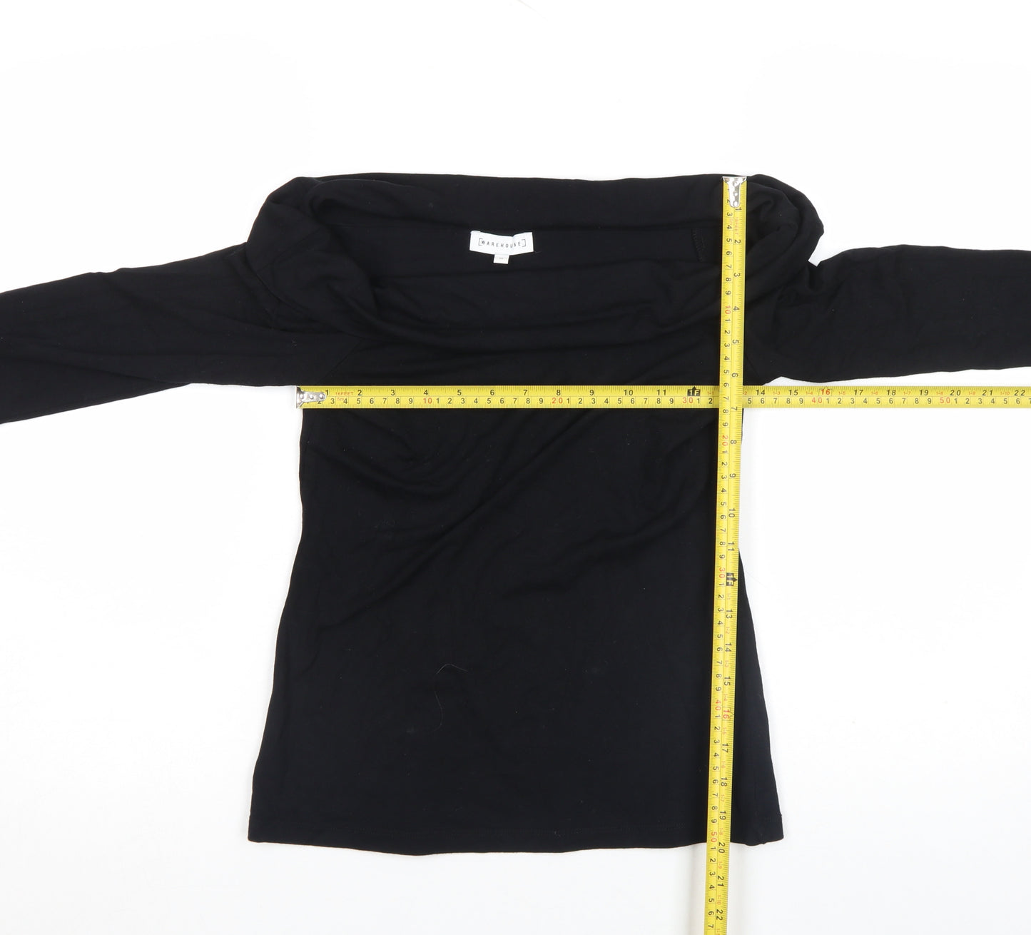 Warehouse Women’s Black Off Shoulder Long Sleeve Viscose Top Size 10
