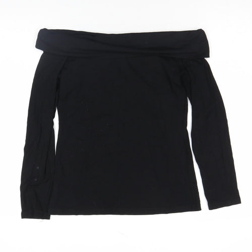 Warehouse Women’s Black Off Shoulder Long Sleeve Viscose Top Size 10