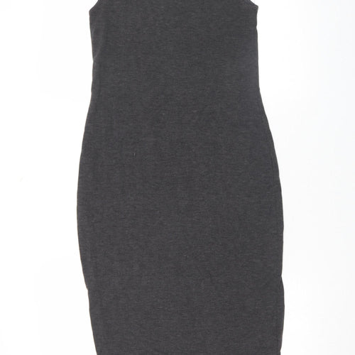 Boohoo Women’s Grey Bodycon Sleeveless High Neck Dress Size 8