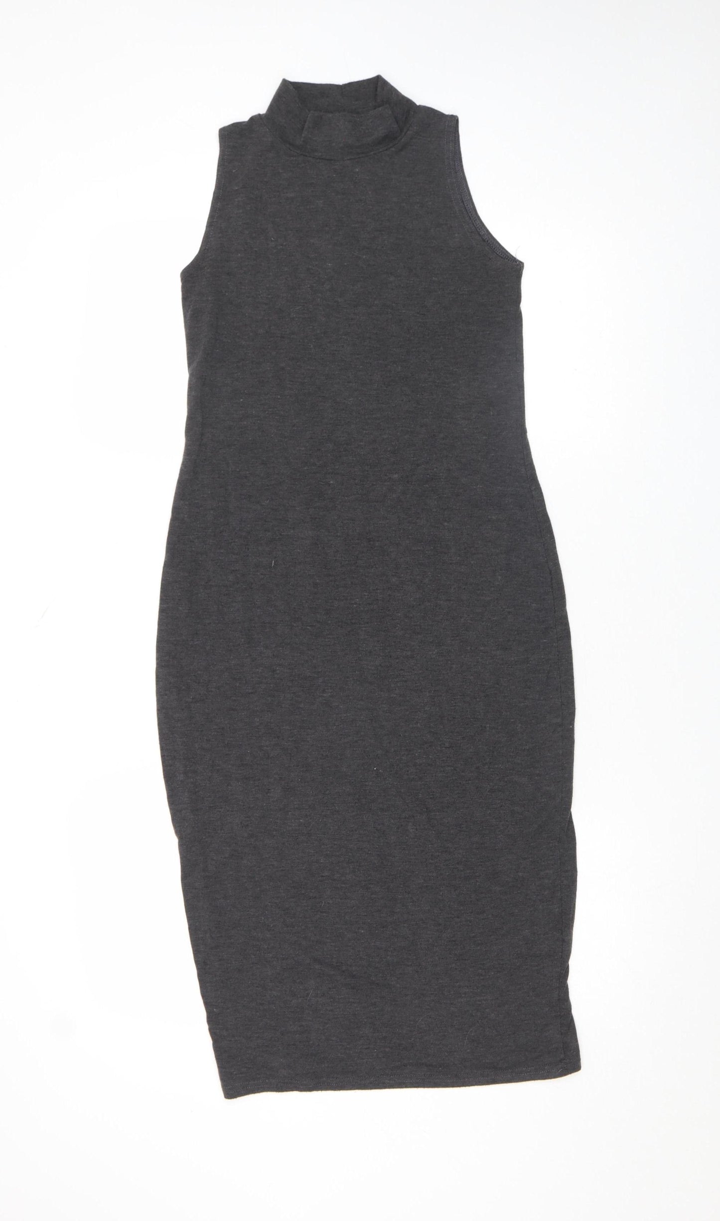 Boohoo Women’s Grey Bodycon Sleeveless High Neck Dress Size 8