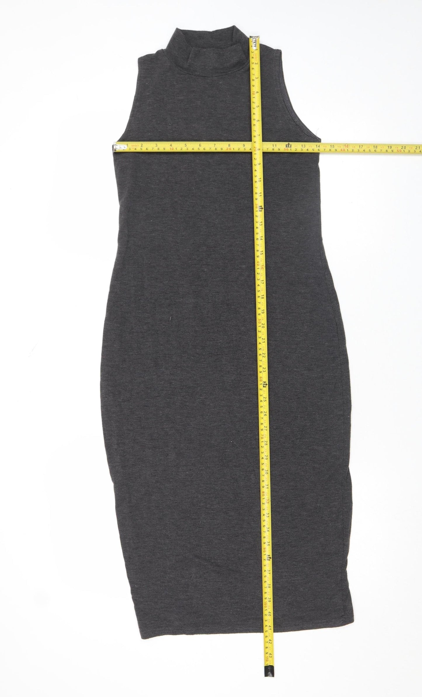 Boohoo Women’s Grey Bodycon Sleeveless High Neck Dress Size 8