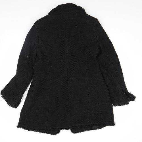 ZARA Womens Black Medium Wool Blend Double-Breasted Coat