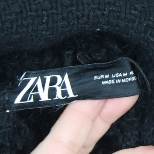 ZARA Womens Black Medium Wool Blend Double-Breasted Coat