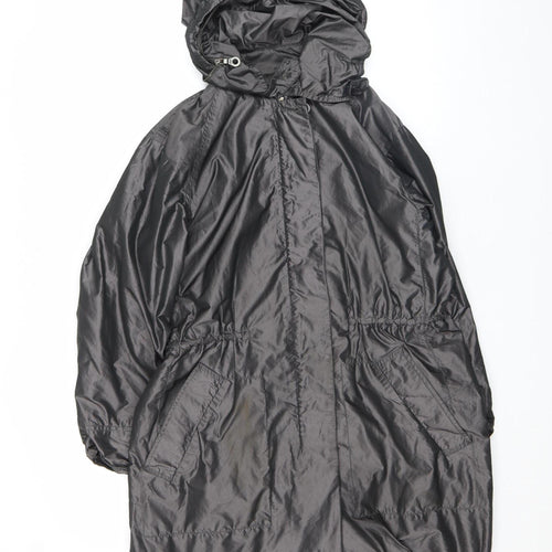 Jigsaw Women's Black Hooded Long Parka Jacket Size 12