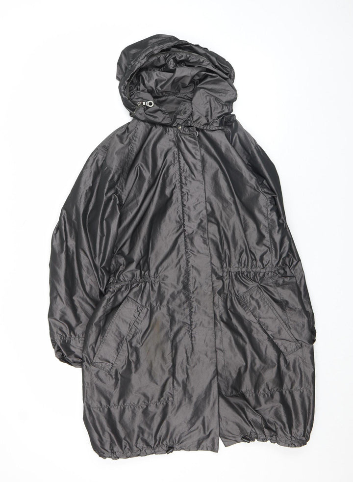 Jigsaw Women's Black Hooded Long Parka Jacket Size 12