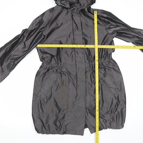 Jigsaw Women's Black Hooded Long Parka Jacket Size 12