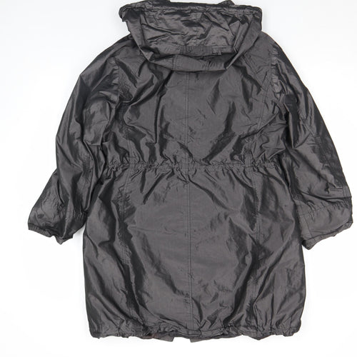 Jigsaw Women's Black Hooded Long Parka Jacket Size 12