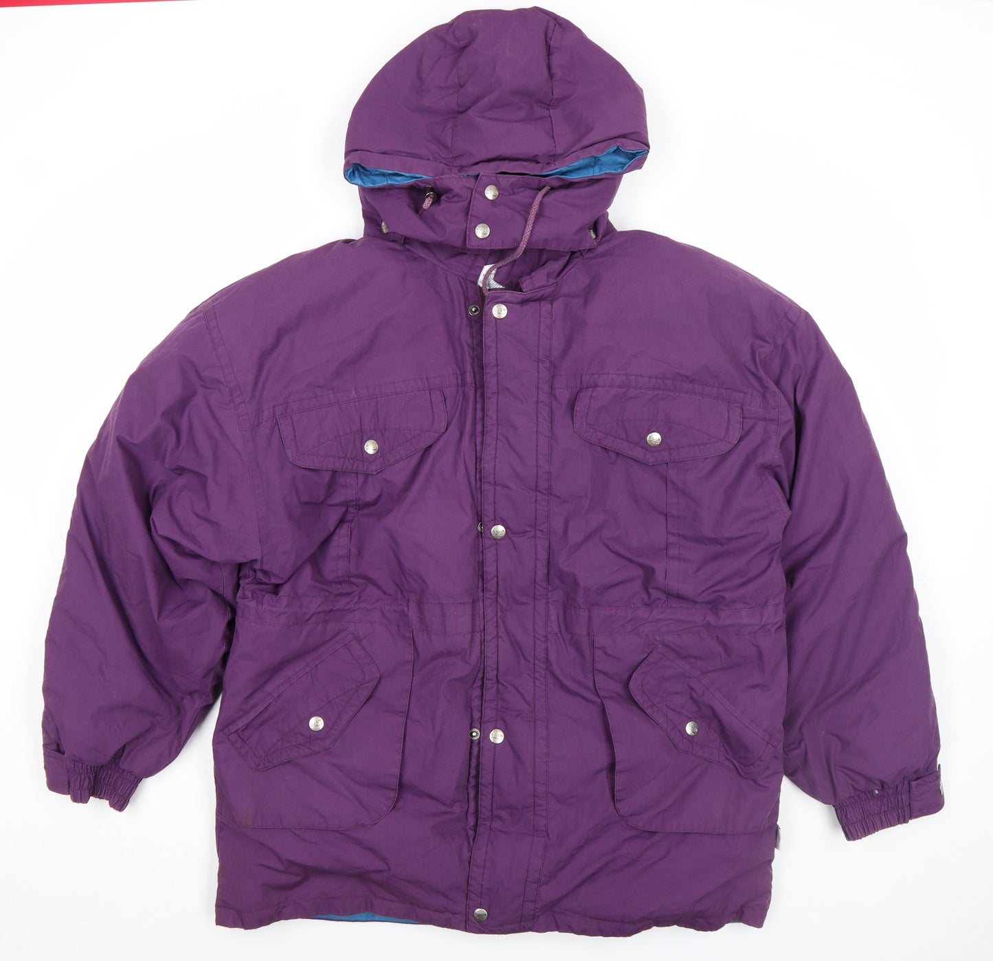 Swan Womens Purple Hooded Puffer Jacket L Down Feel Winter Coat