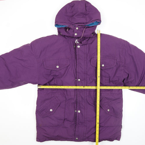 Swan Womens Purple Hooded Puffer Jacket L Down Feel Winter Coat