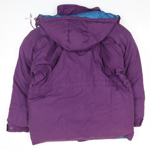 Swan Womens Purple Hooded Puffer Jacket L Down Feel Winter Coat