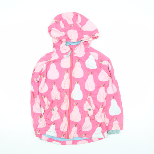 Mini Boden Girls Pink Pear Print Hooded Rain Coat 7-8 Years Cotton