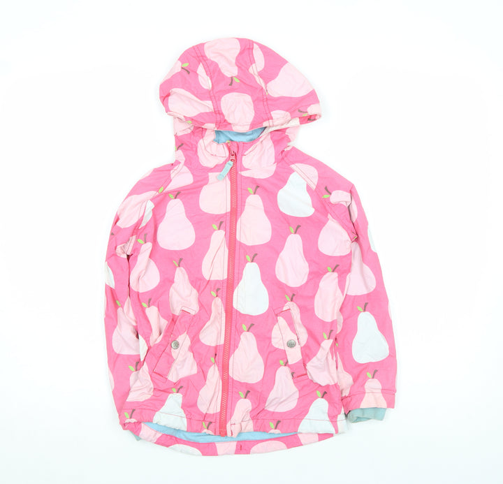 Mini Boden Girls Pink Pear Print Hooded Rain Coat 7-8 Years Cotton