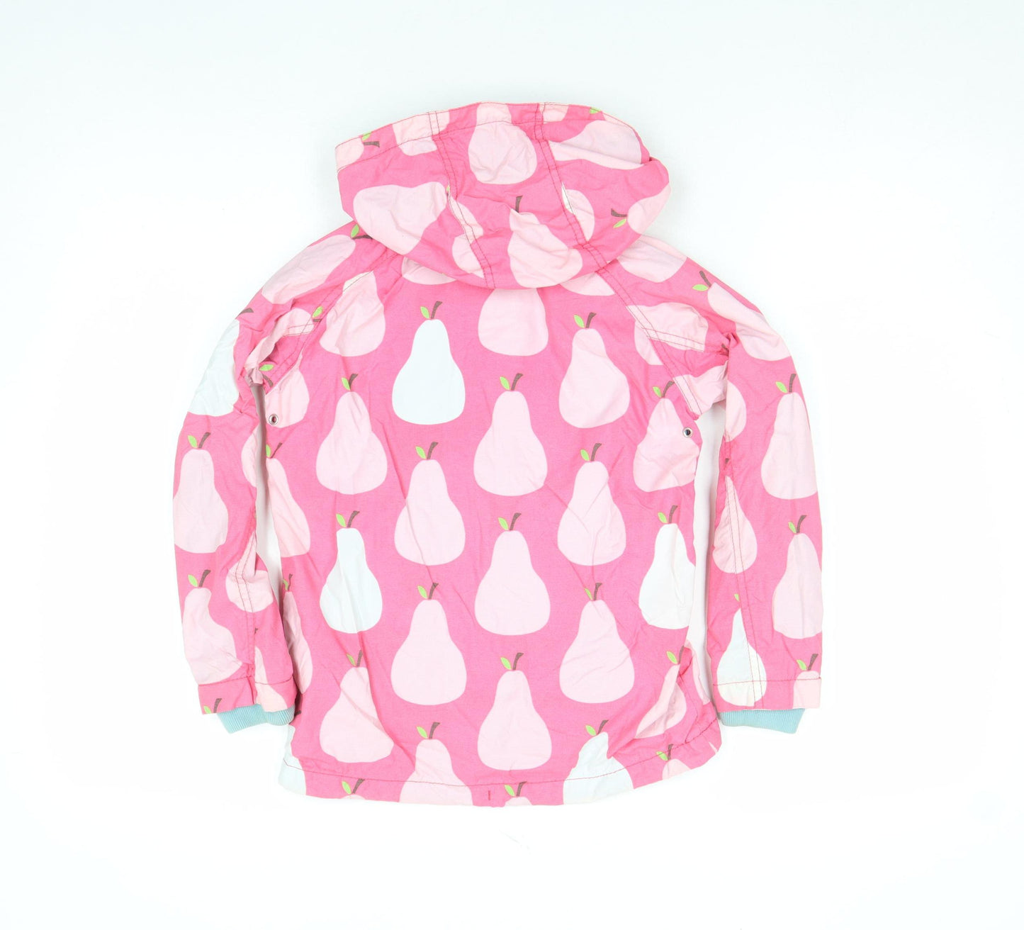 Mini Boden Girls Pink Pear Print Hooded Rain Coat 7-8 Years Cotton