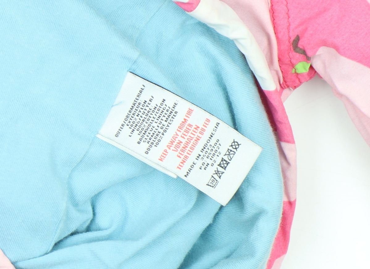 Mini Boden Girls Pink Pear Print Hooded Rain Coat 7-8 Years Cotton