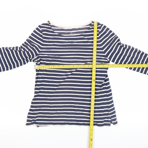 Boden Women’s Blue Striped Boat Neck Long Sleeve Cotton T-Shirt Size 10