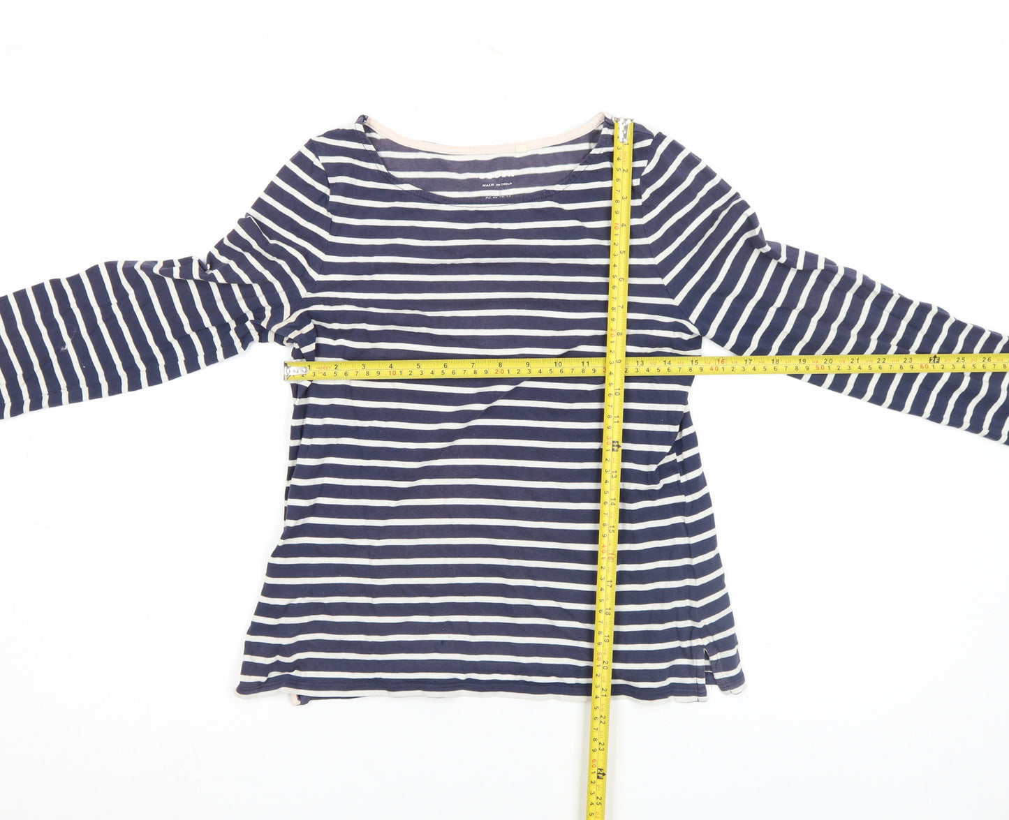 Boden Women’s Blue Striped Boat Neck Long Sleeve Cotton T-Shirt Size 10