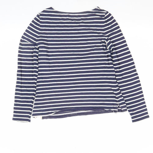 Boden Women’s Blue Striped Boat Neck Long Sleeve Cotton T-Shirt Size 10