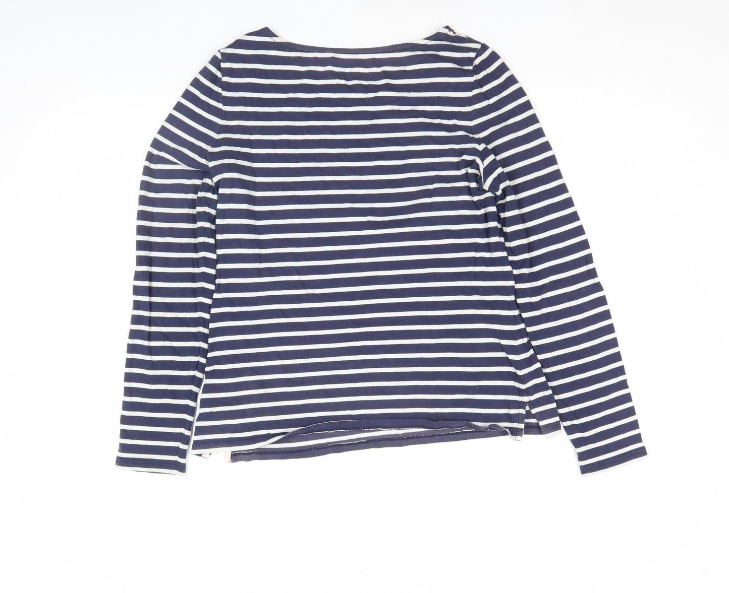 Boden Women’s Blue Striped Boat Neck Long Sleeve Cotton T-Shirt Size 10