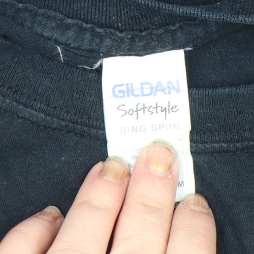 Gildan Women’s Black Graphic T-Shirt Size M Softstyle Cotton