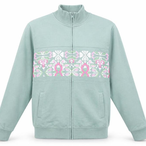Amber Womens Green Size 10 Full Zip Sweatshirt with Floral Print