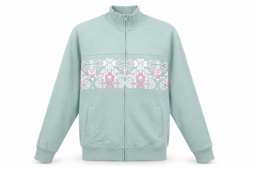 Amber Womens Green Size 10 Full Zip Sweatshirt with Floral Print