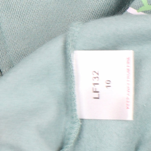 Amber Womens Green Size 10 Full Zip Sweatshirt with Floral Print