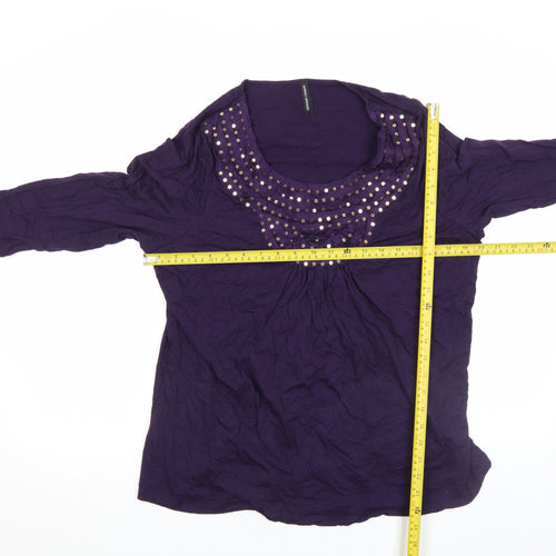 Marks and Spencer Women Purple 3/4 Sleeve Studded Tunic Top Size 22