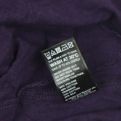 Marks and Spencer Women Purple 3/4 Sleeve Studded Tunic Top Size 22