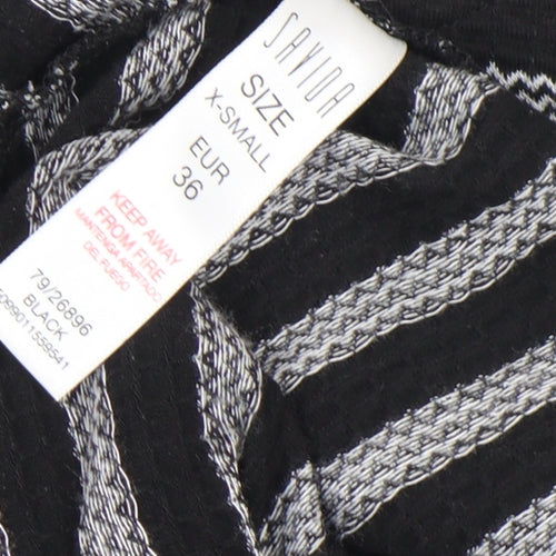 Savida Women’s Black Striped Bow Tunic Blouse XS Long Sleeve