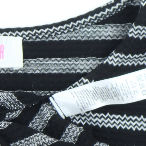 Savida Women’s Black Striped Bow Tunic Blouse XS Long Sleeve