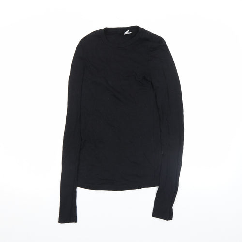 & Other Stories Women's Black XS Slim Long Sleeve Basic Cotton T-Shirt