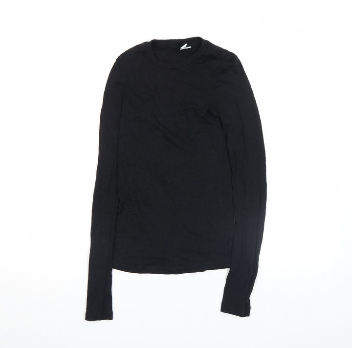 & Other Stories Women's Black XS Slim Long Sleeve Basic Cotton T-Shirt