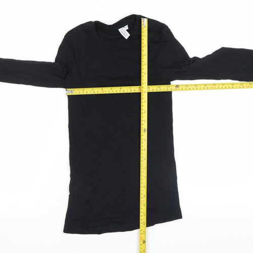 & Other Stories Women's Black XS Slim Long Sleeve Basic Cotton T-Shirt