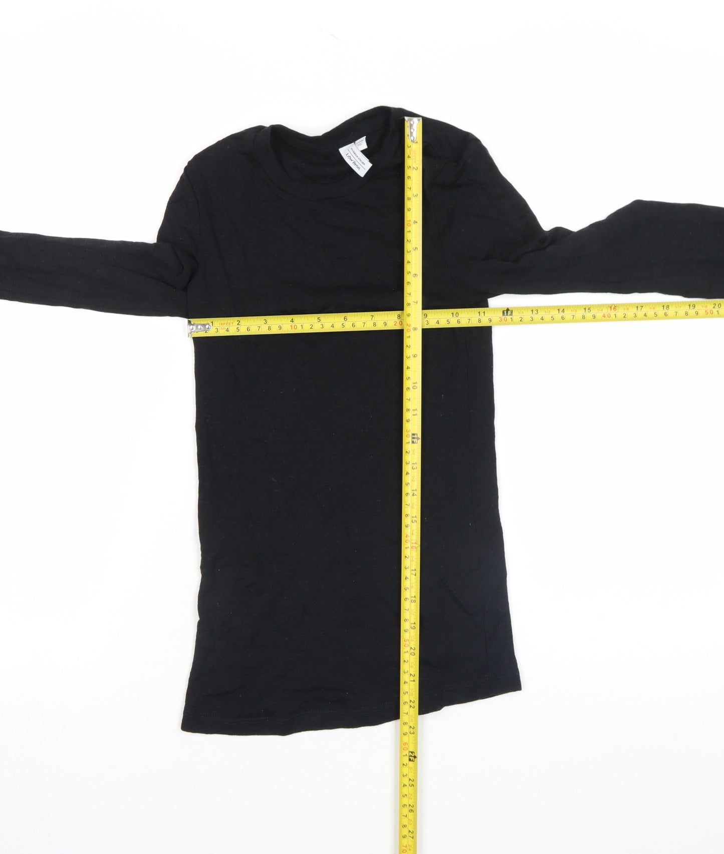 & Other Stories Women's Black XS Slim Long Sleeve Basic Cotton T-Shirt