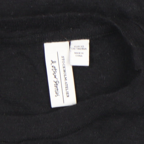 & Other Stories Women's Black XS Slim Long Sleeve Basic Cotton T-Shirt