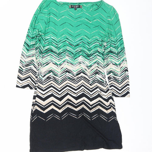 Principles by Ben de Lisi Women’s Green Chevron Shift Dress Size 10