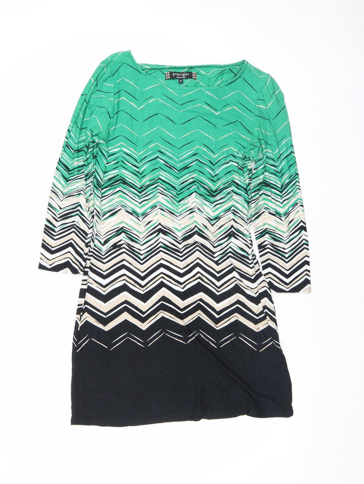 Principles by Ben de Lisi Women’s Green Chevron Shift Dress Size 10