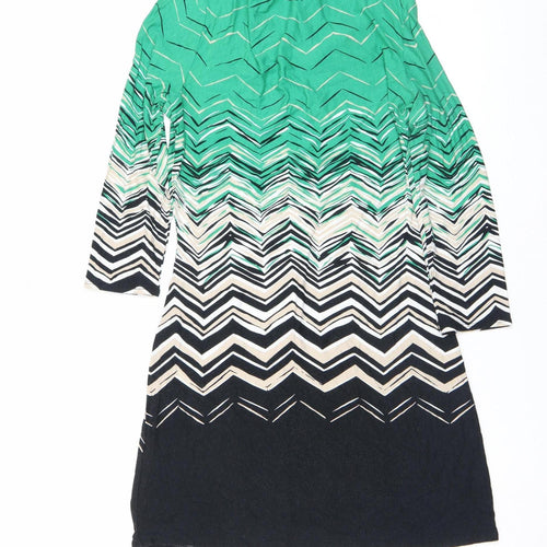 Principles by Ben de Lisi Women’s Green Chevron Shift Dress Size 10