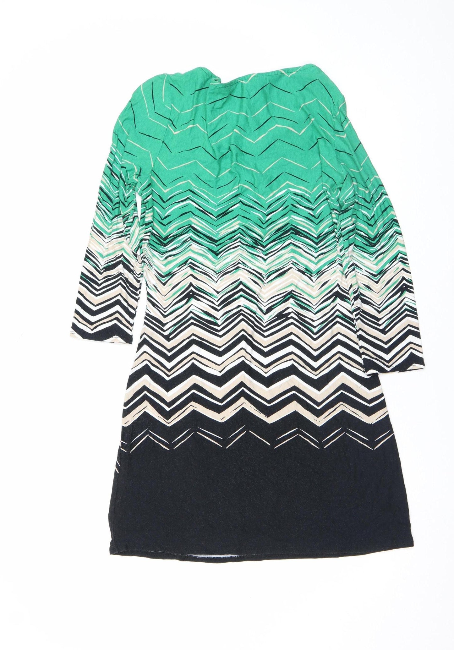 Principles by Ben de Lisi Women’s Green Chevron Shift Dress Size 10