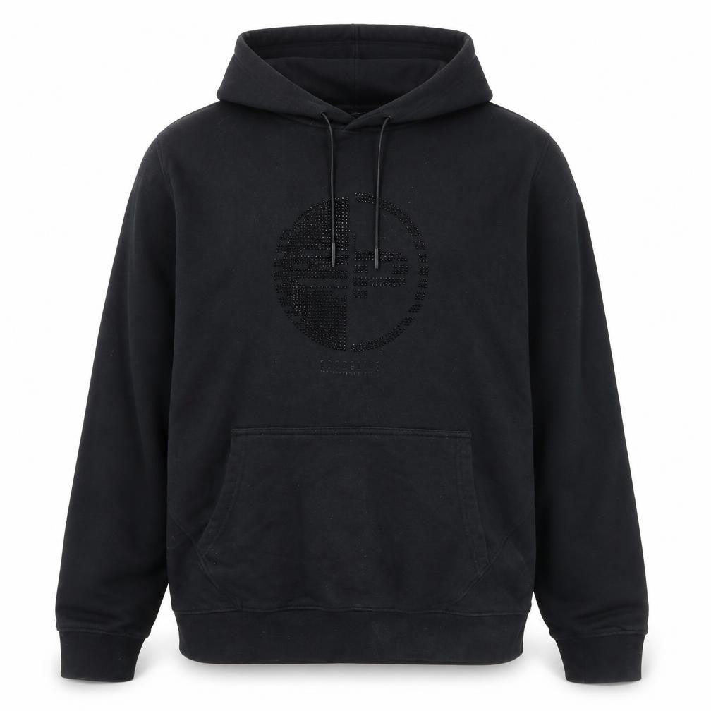 Front view of 883 Police Men's Black XL Pullover Hoodie Regular Fit Cotton