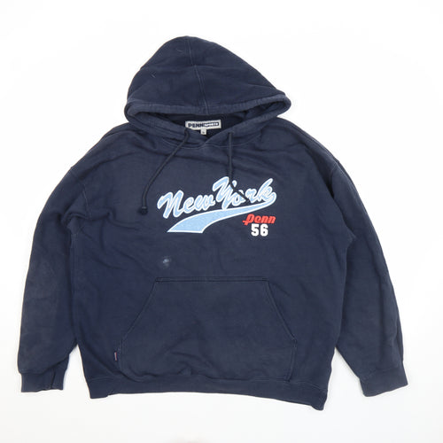 Penn Sports Men’s Blue Pullover Hoodie M New York Graphic Cotton Fleece