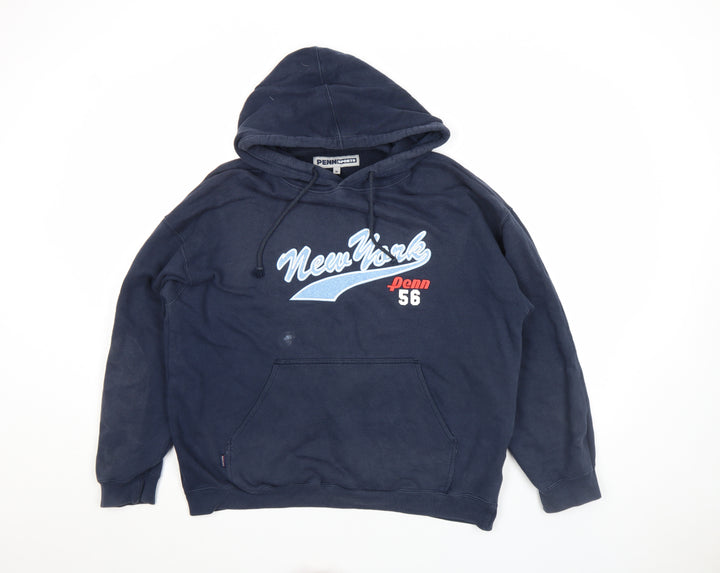 Penn Sports Men’s Blue Pullover Hoodie M New York Graphic Cotton Fleece