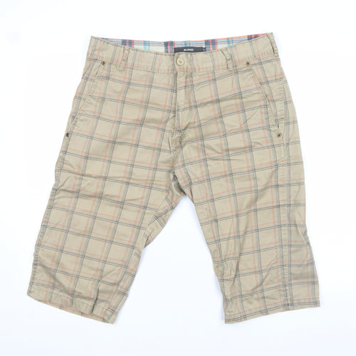 Blend Men Beige Checked Cargo Shorts L Cotton Casual