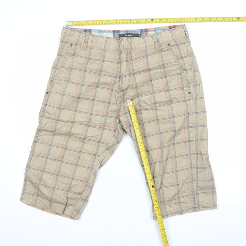 Blend Men Beige Checked Cargo Shorts L Cotton Casual