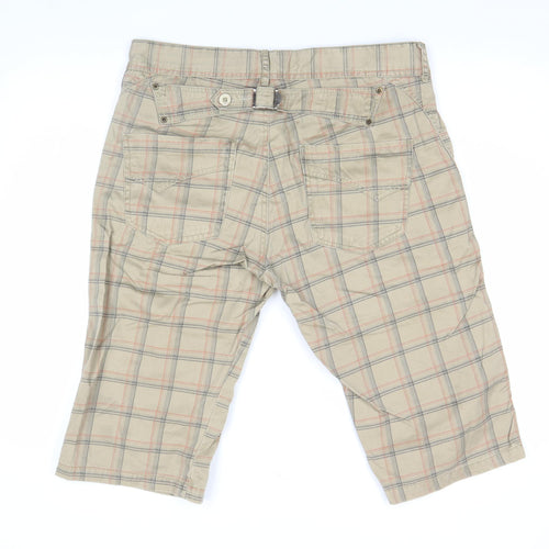 Blend Men Beige Checked Cargo Shorts L Cotton Casual