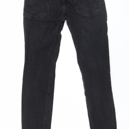 Jack & Jones Mens Black Skinny Liam Jeans 28W 30L Slim Fit Denim