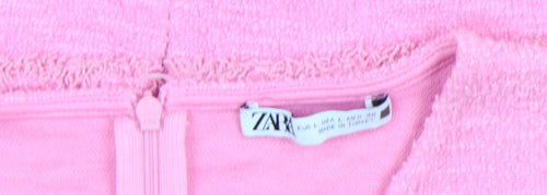 Zara Women Pink Sleeveless Shift Dress Size L Short Knit Zip Back