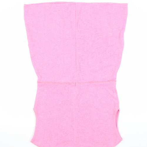 Zara Women Pink Sleeveless Shift Dress Size L Short Knit Zip Back