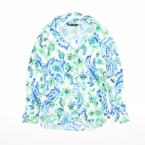 Zara Womens Multicoloured Paisley Viscose Button-Up Shirt XS